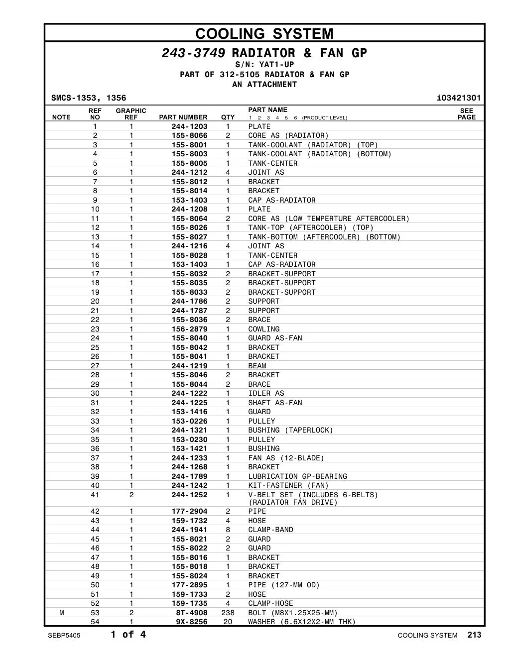 244-1787 SUPPORT · S/N YAT1-UP CAT parts manual diagram