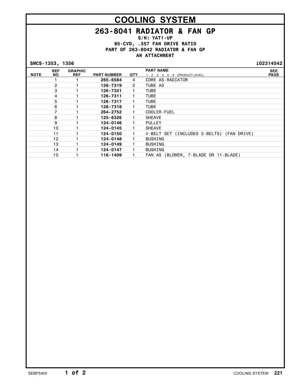 265-6584 CORE AS-RADIATOR · S/N YAT1-UP CAT parts manual diagram