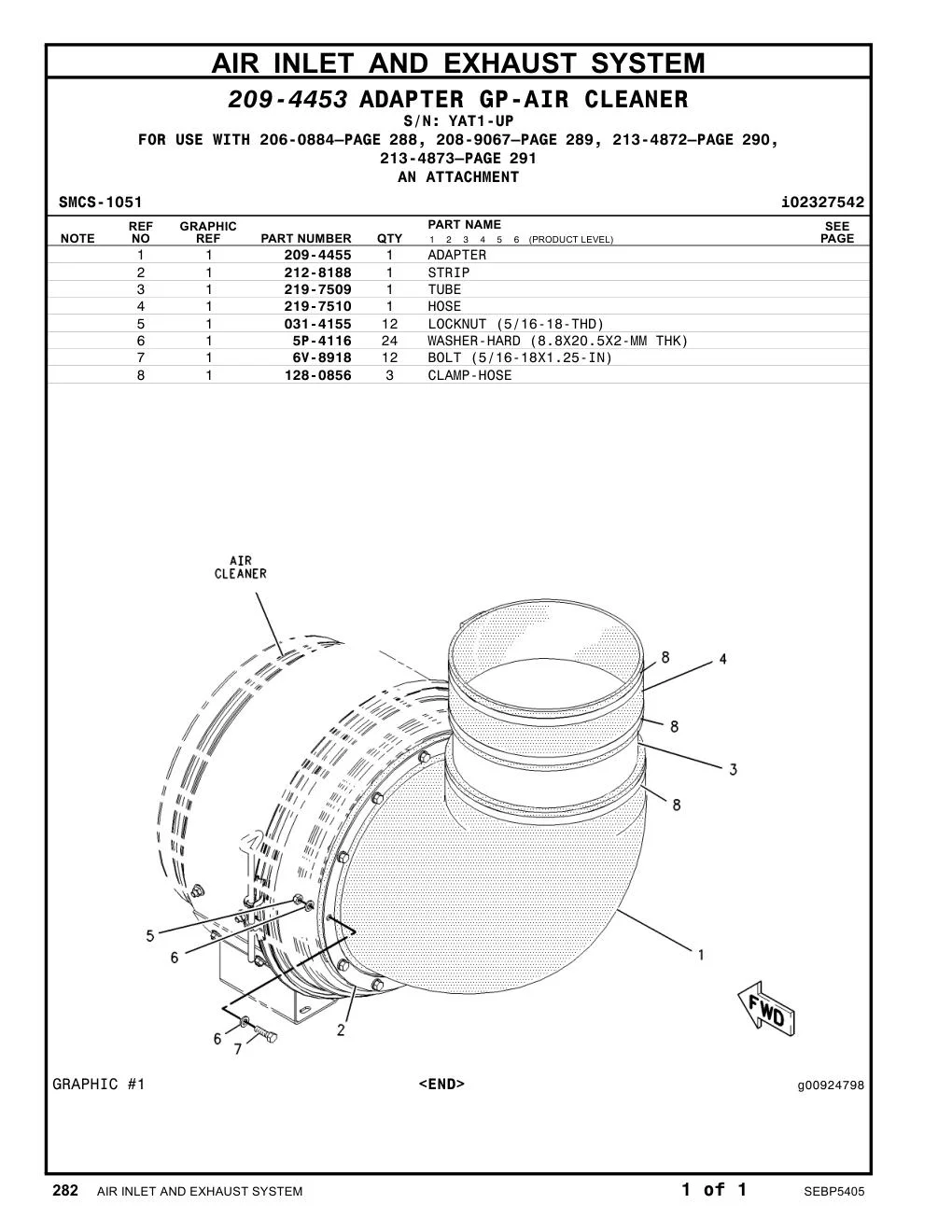 6V-8918 - BOLT (5/16-18X1.25-IN)