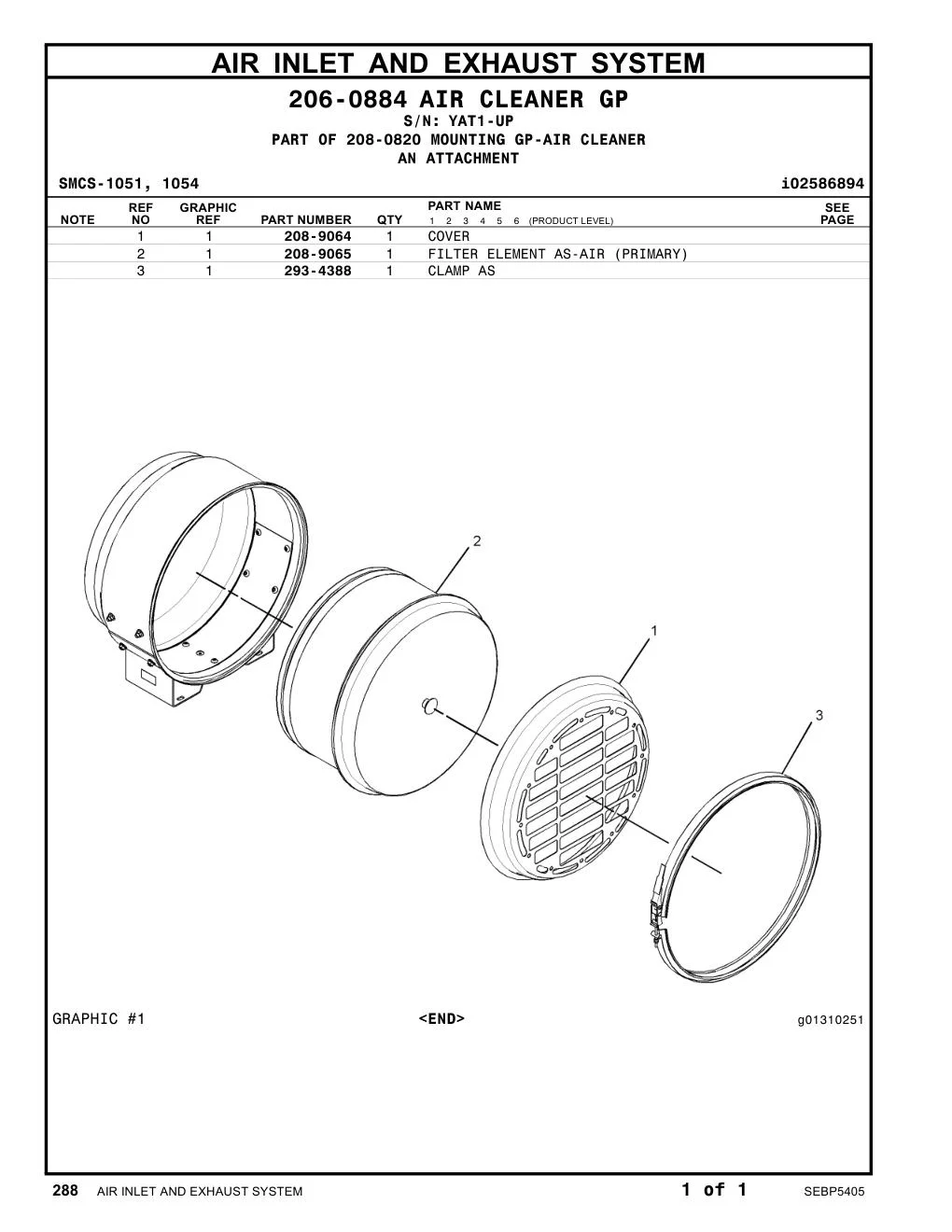 293-4388 CLAMP AS · S/N YAT1-UP CAT parts manual diagram