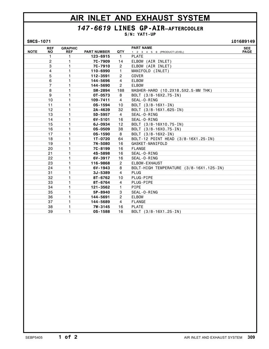 6J-0934 - BOLT (3/8-16X10.75-IN)