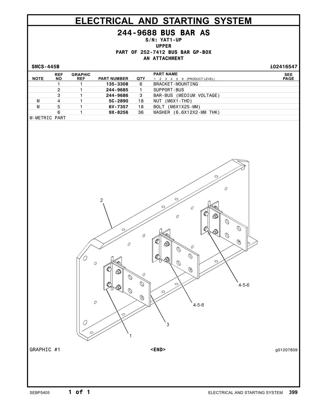 244-9686 BAR-BUS (MEDIUM VOLTAGE) · S/N YAT1-UP CAT parts manual diagram