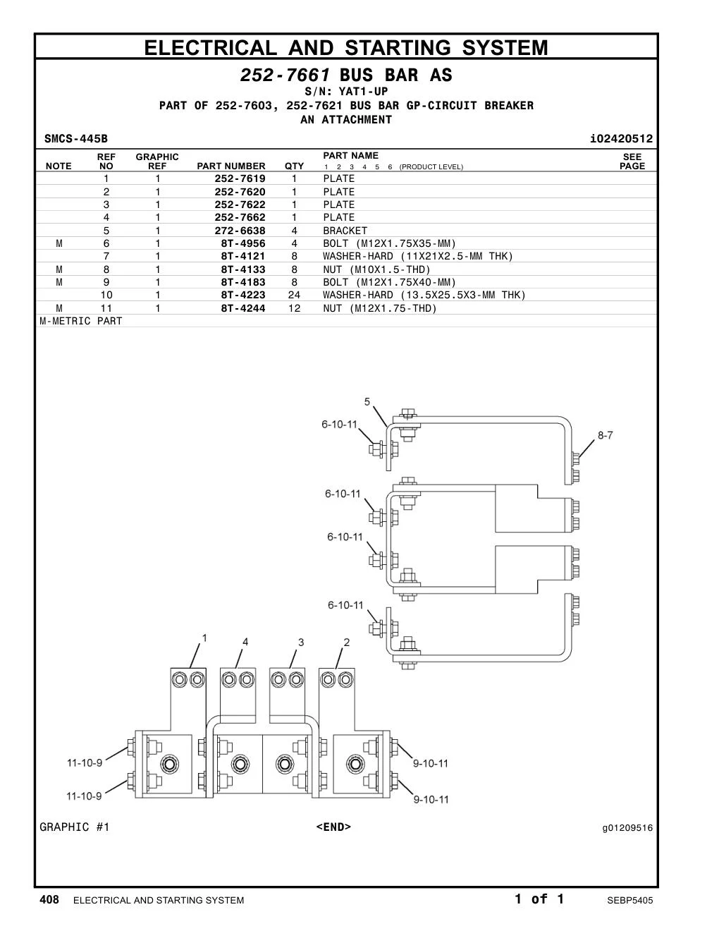 252-7662 PLATE · S/N YAT1-UP CAT parts manual diagram
