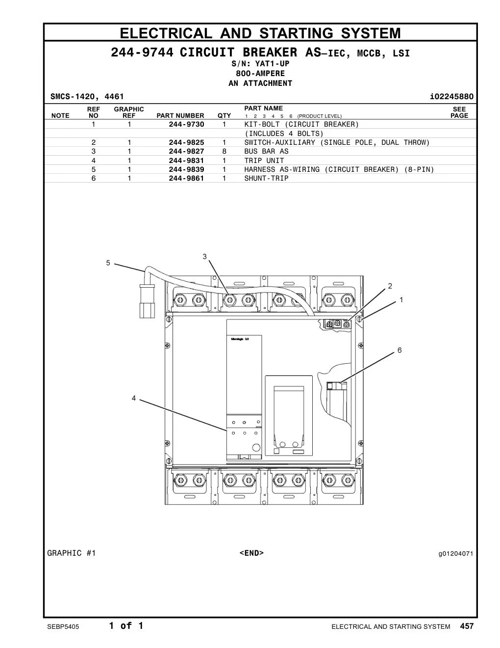 244-9831 TRIP UNIT · S/N YAT1-UP CAT parts manual diagram