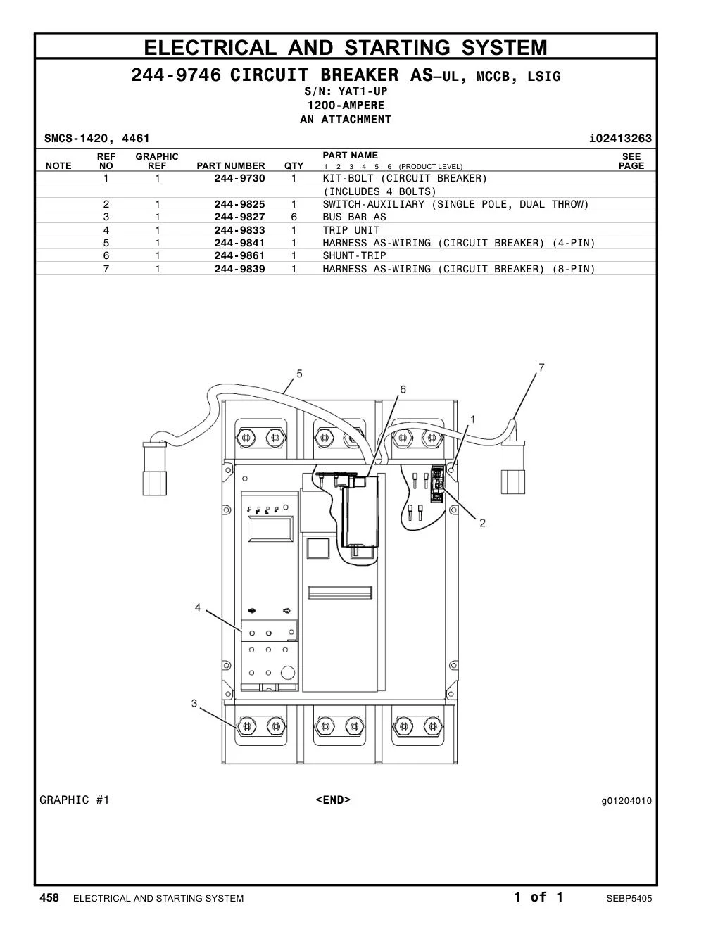 244-9833 TRIP UNIT · S/N YAT1-UP CAT parts manual diagram