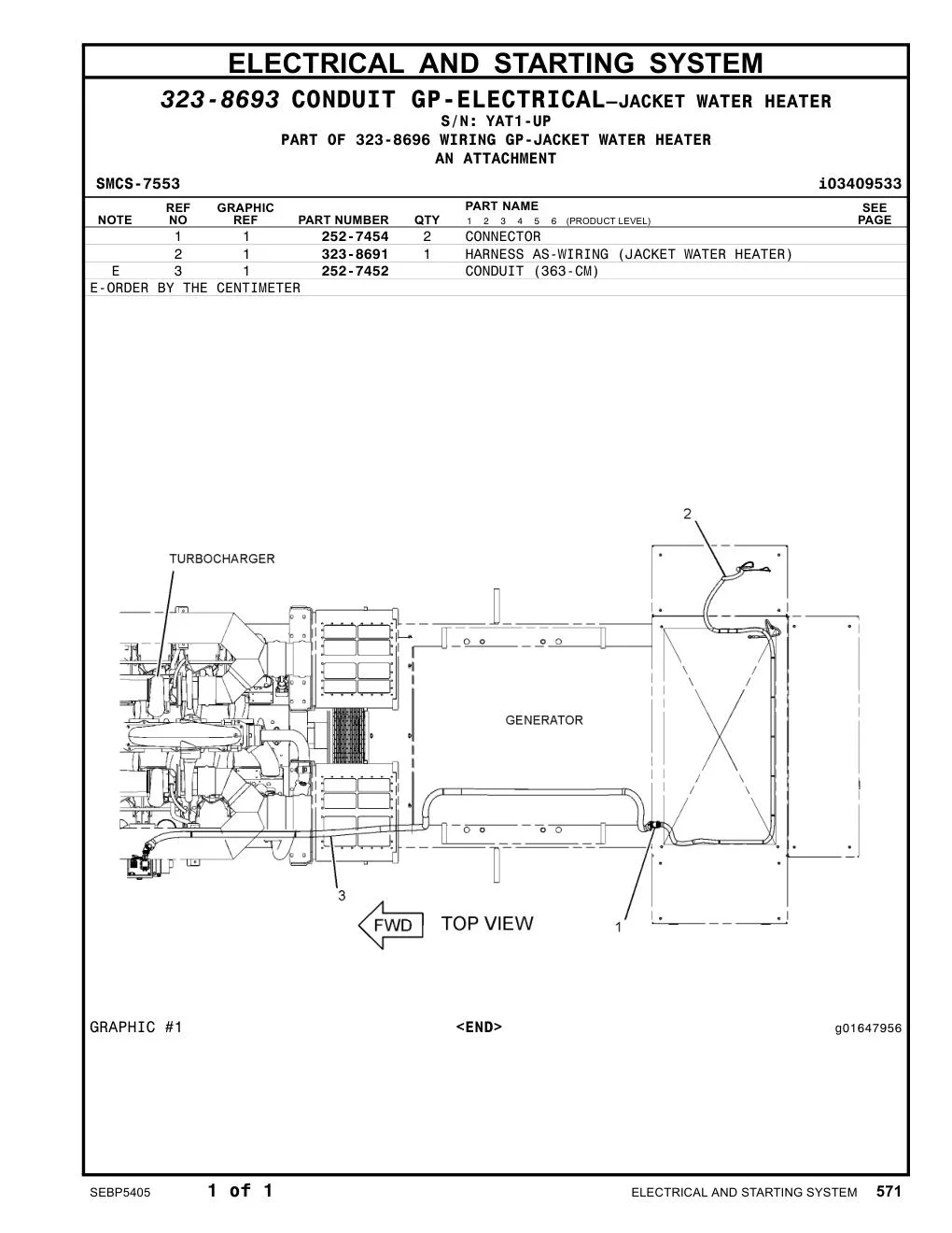 323-8691 - HARNESS AS-WIRING (JACKET WATER HEATER)