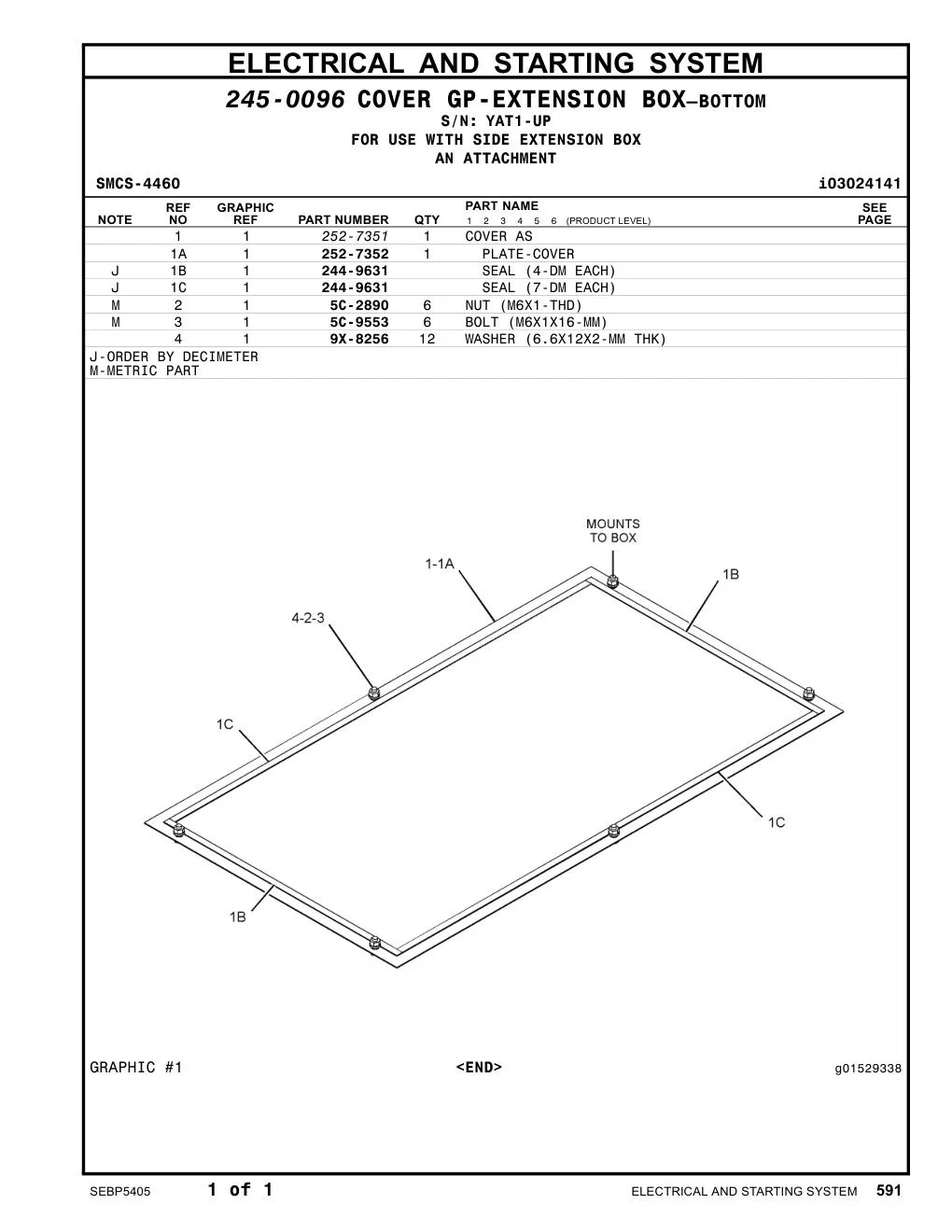 252-7351 COVER AS · S/N YAT1-UP CAT parts manual diagram