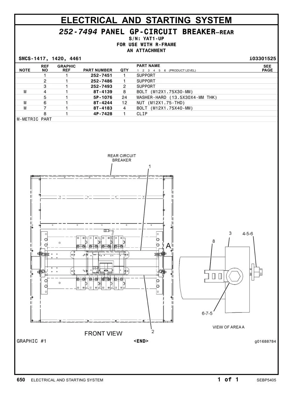 252-7486 SUPPORT · S/N YAT1-UP CAT parts manual diagram
