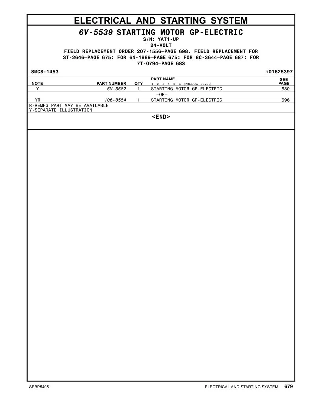 6V-5582 - STARTING MOTOR GP-ELECTRIC –OR–