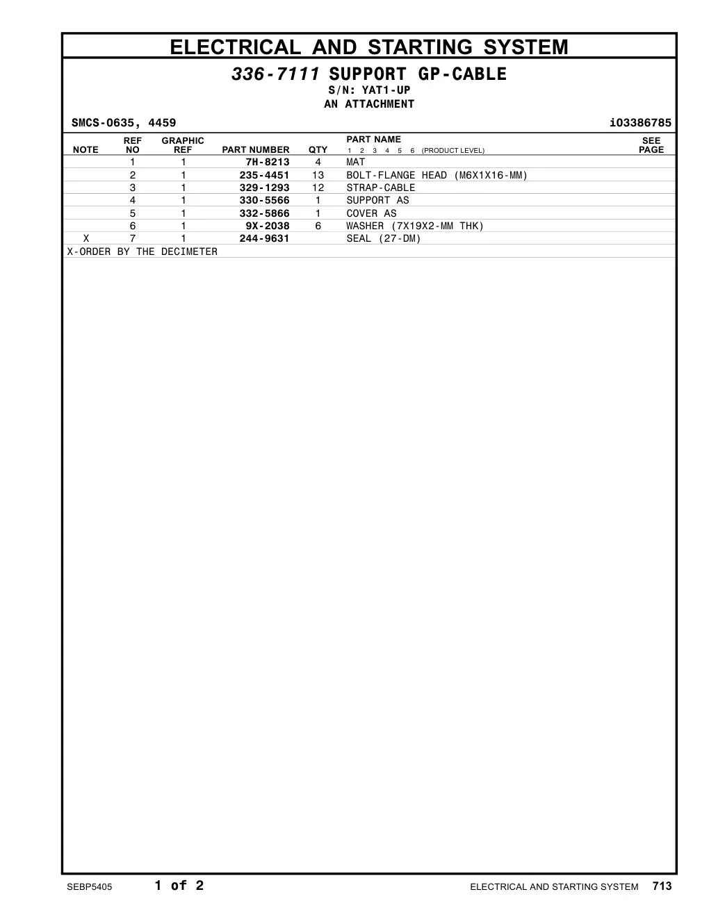 332-5866 COVER AS · S/N YAT1-UP CAT parts manual diagram