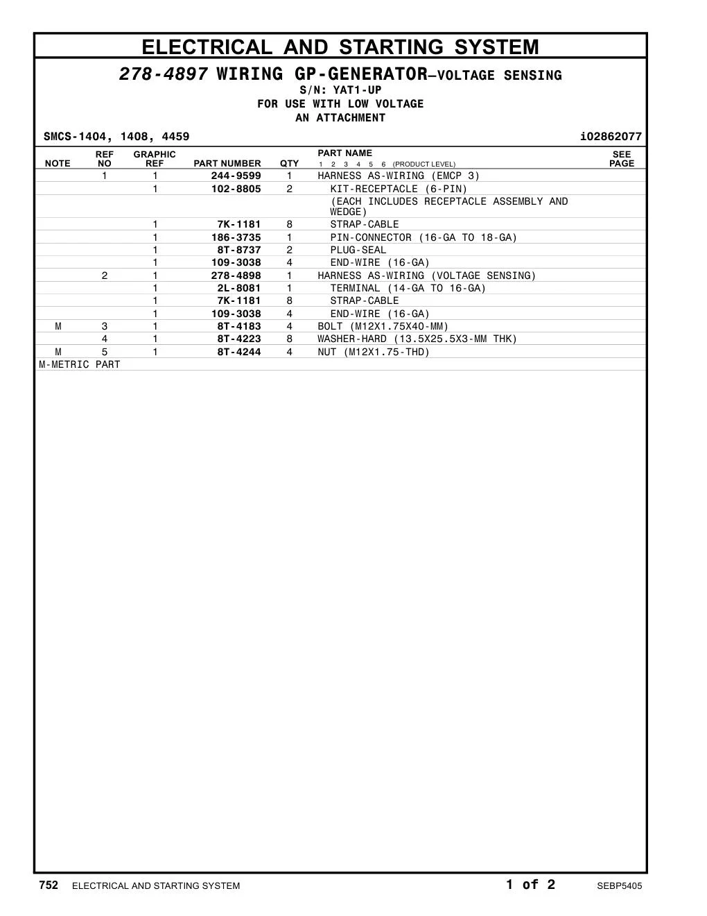 278-4898 - HARNESS AS-WIRING (VOLTAGE SENSING)