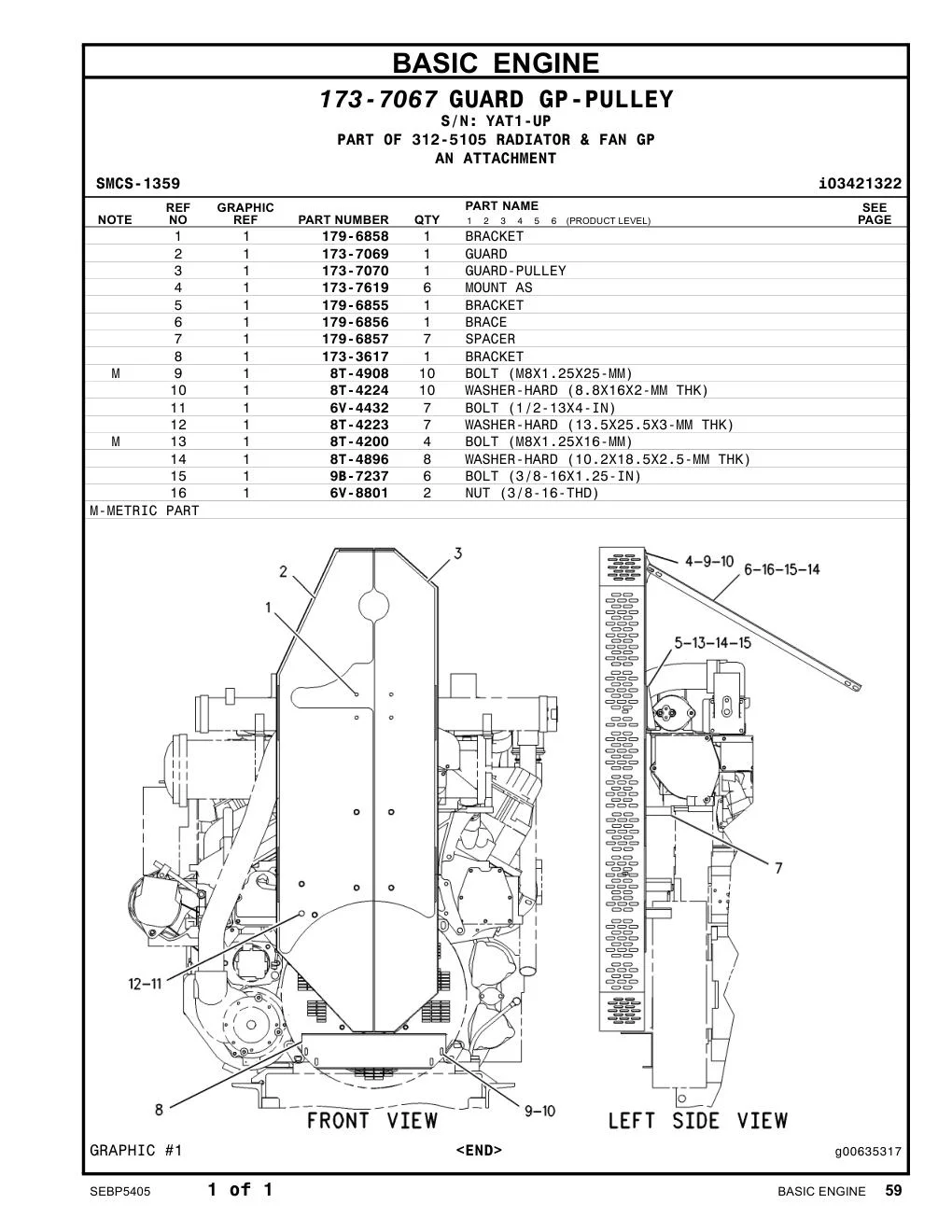 179-6858 BRACKET · S/N YAT1-UP CAT parts manual diagram