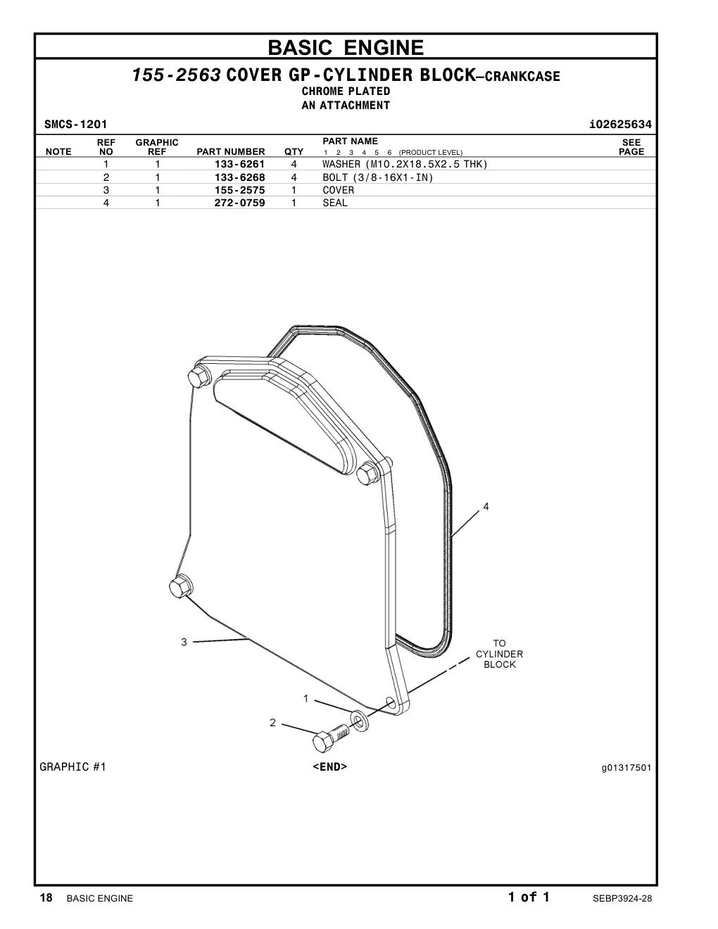 133-6268 - BOLT (3/8-16X1-IN)