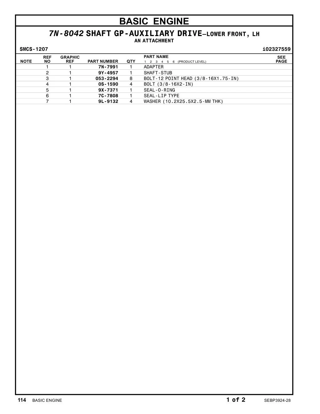 9Y-4957 - SHAFT-STUB