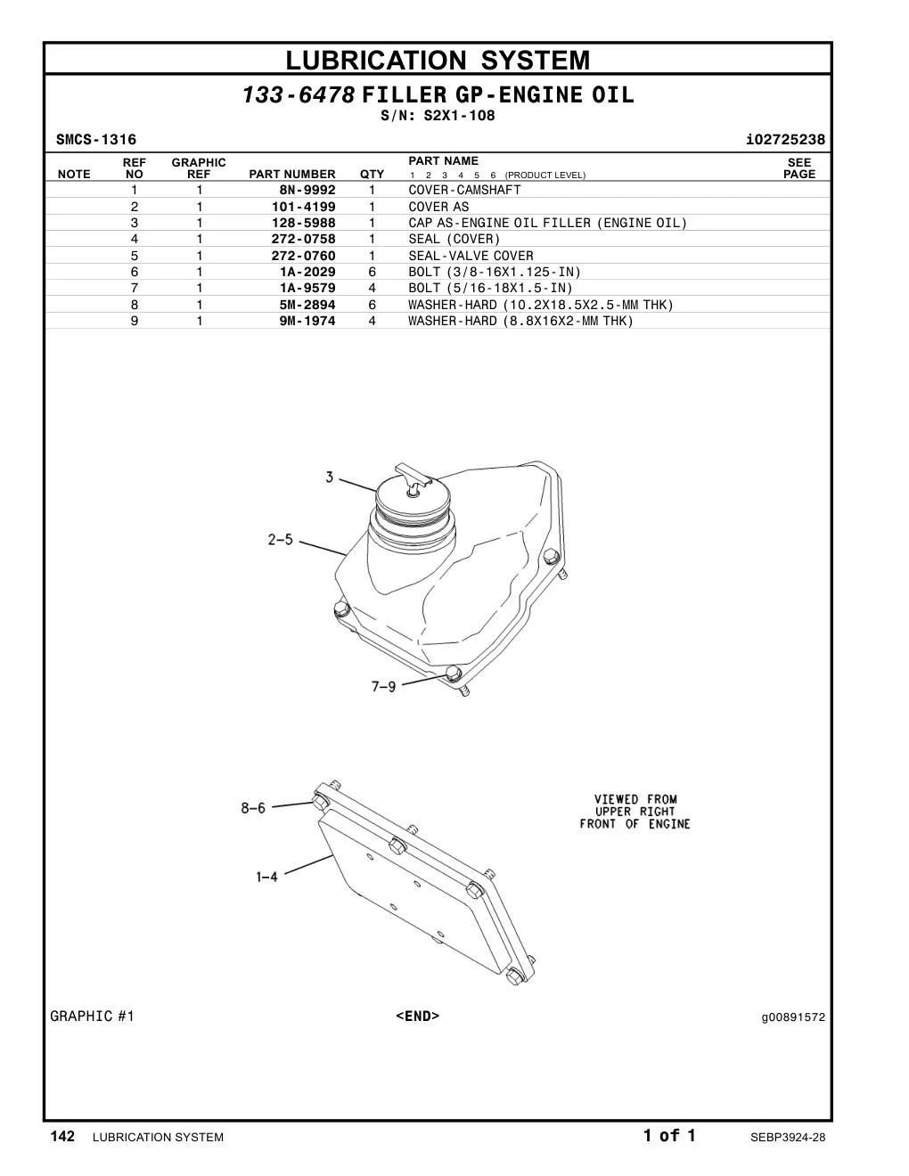 128-5988 - CAP AS-ENGINE OIL FILLER