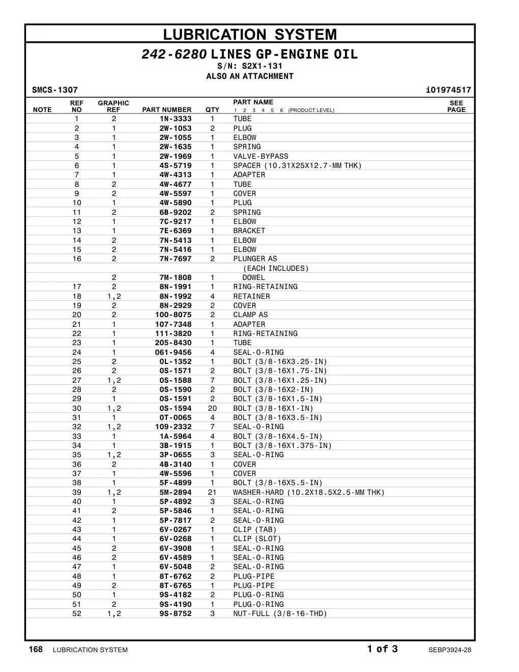 205-8430 TUBE · S/N S2X1-131 CAT parts manual diagram