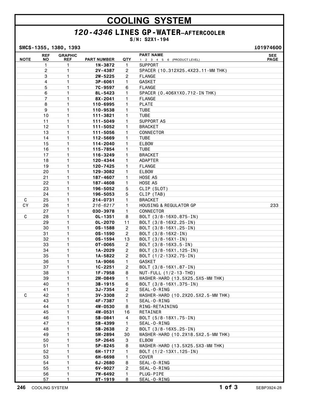 111-3821 TUBE · S/N S2X1-194 CAT parts manual diagram