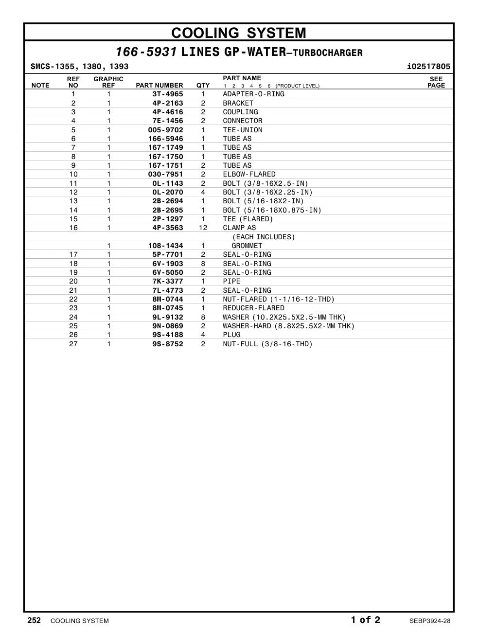 005-9702 TEE-UNION CAT parts manual diagram