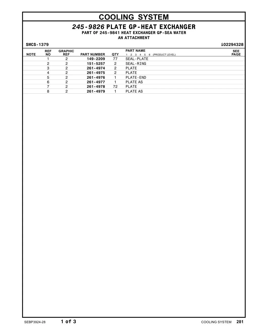 151-5257 SEAL-RING CAT parts manual diagram