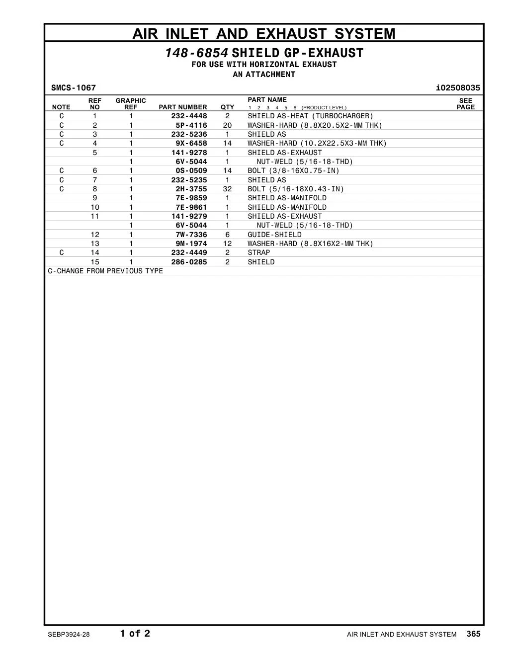 141-9278 SHIELDAS-EXHAUST CAT parts manual diagram