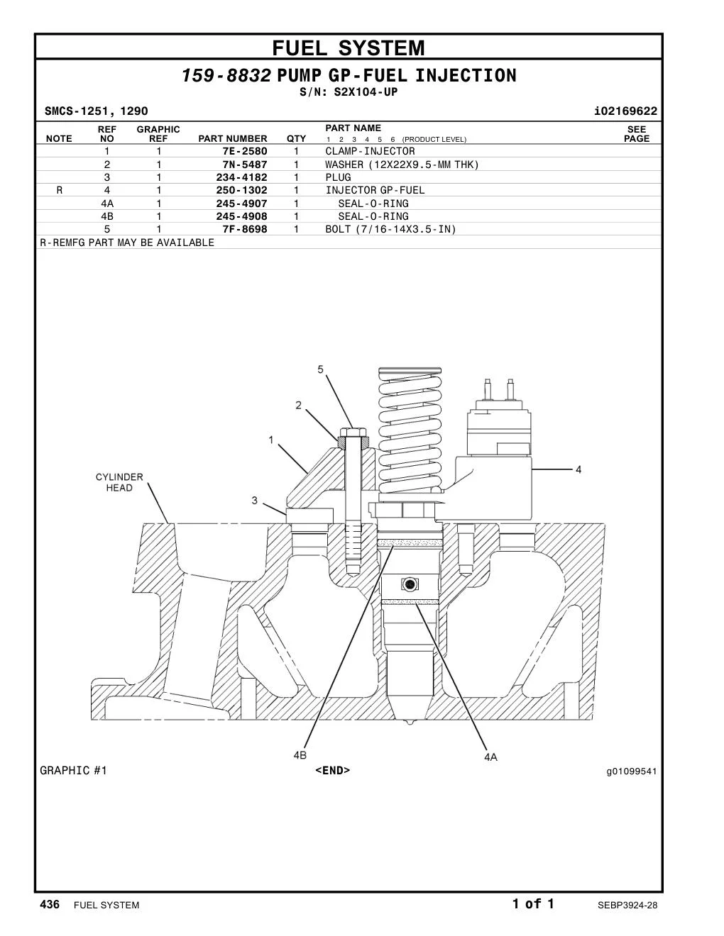 250-1302 INJECTOR GP-FUEL CAT parts diagram