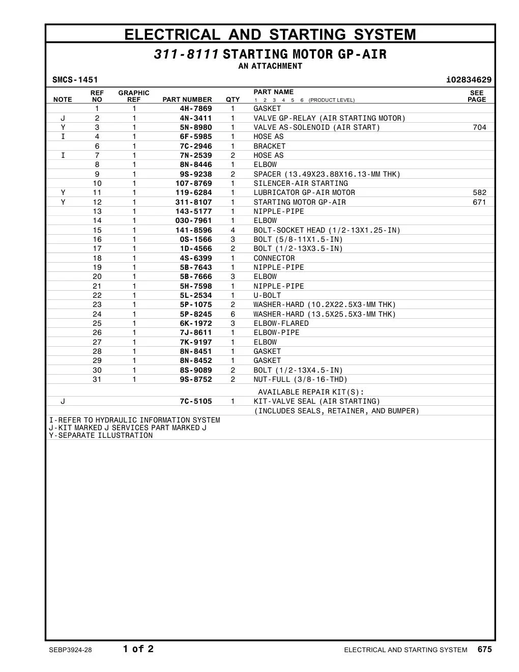311-8107 STARTINGMOTOR GP-AIR CAT parts manual diagram