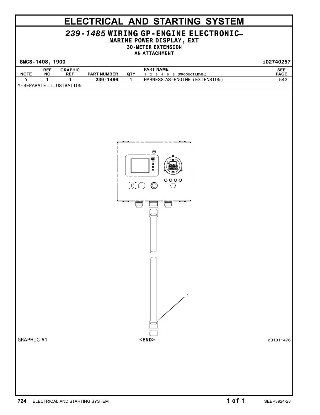239-1486 HARNESS AS-ENGINE (EXTENSION) CAT parts manual diagram