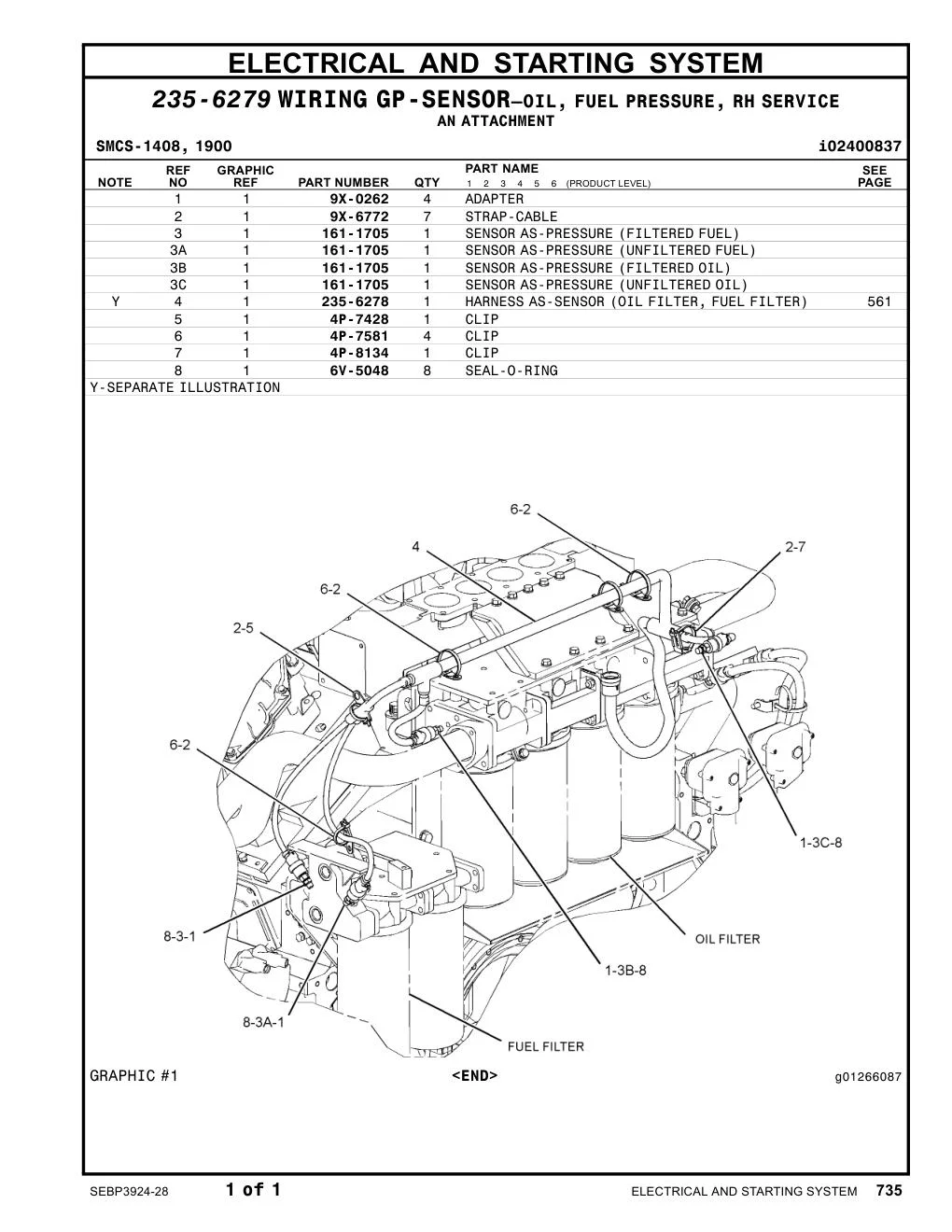 235-6278 - HARNESS AS-SENSOR(OIL FILTER, FUELFILTER)
