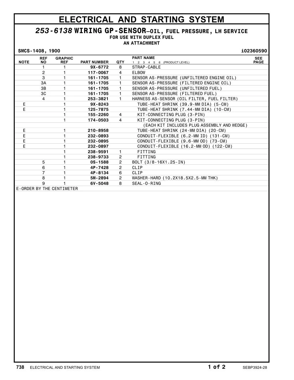 253-3821 - HARNESS AS-SENSOR(OIL FILTER, FUELFILTER)