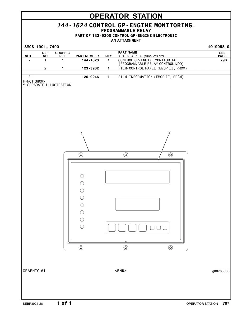 123-3932 - FILM-CONTROL PANEL (EMCP II, PRCM)