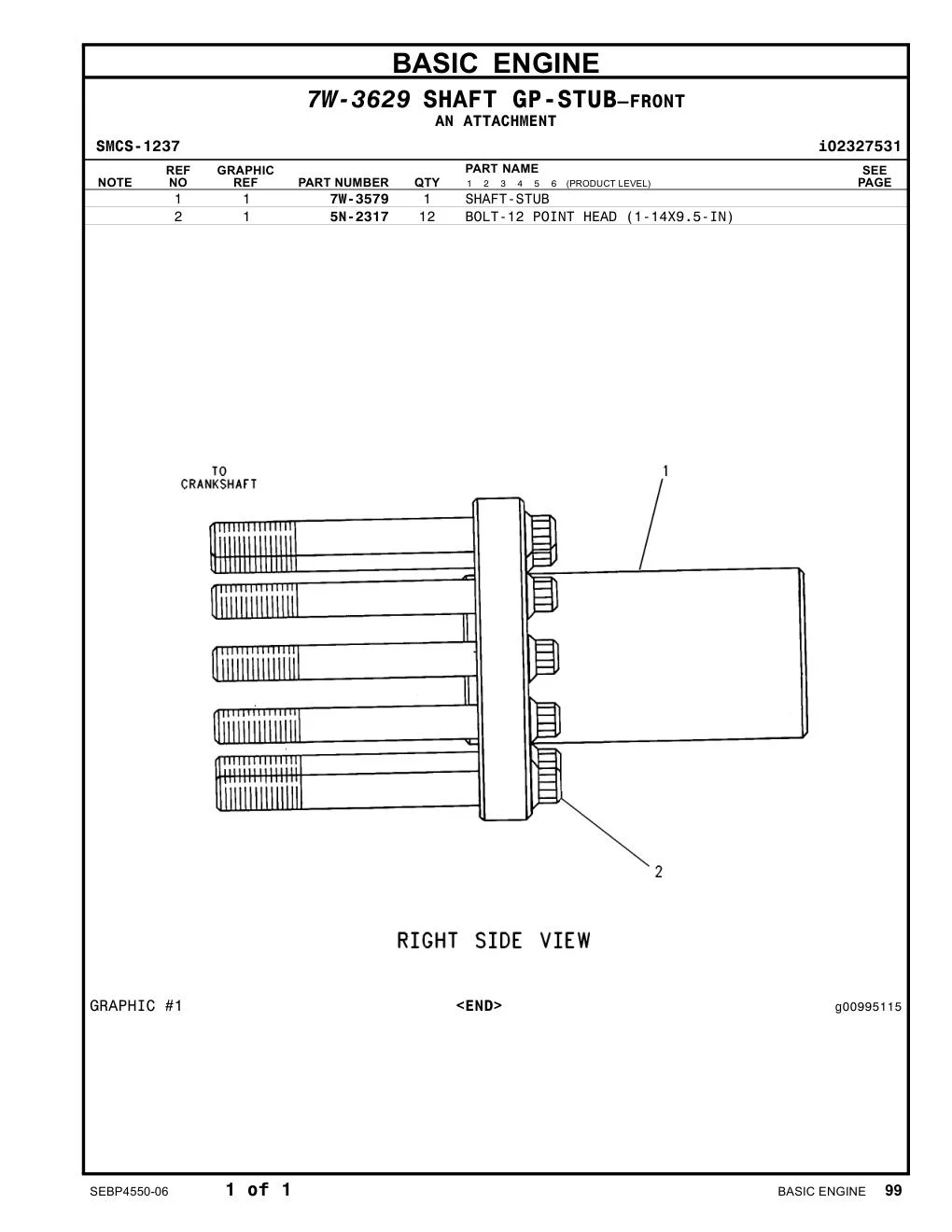 7W-3579 - SHAFT-STUB