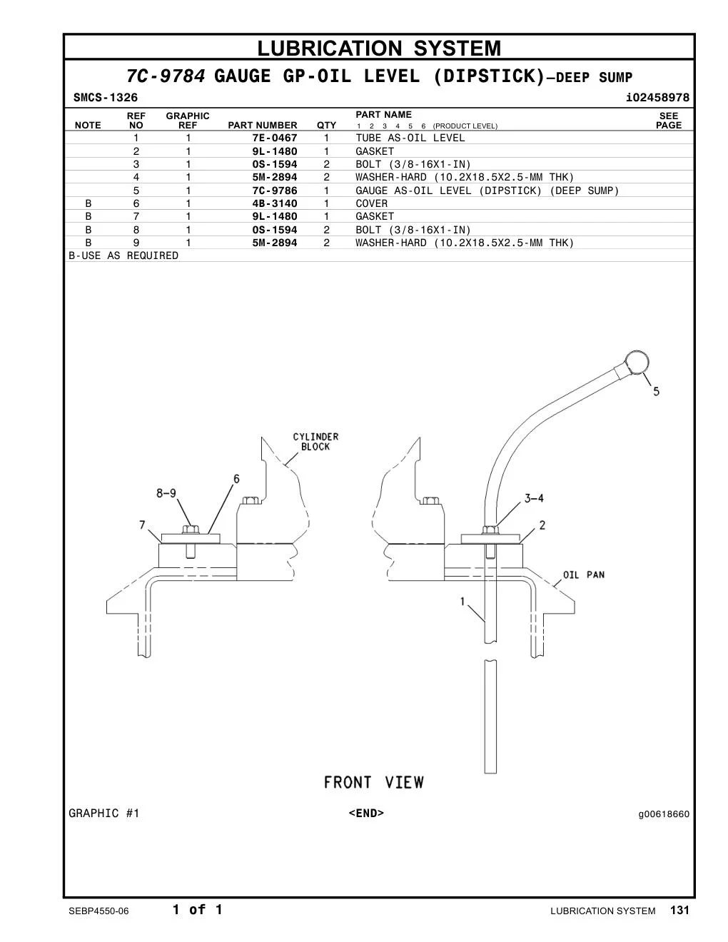 7C-9786 - GAUGE AS-OIL LEVEL (DIPSTICK) (DEEP SUMP)