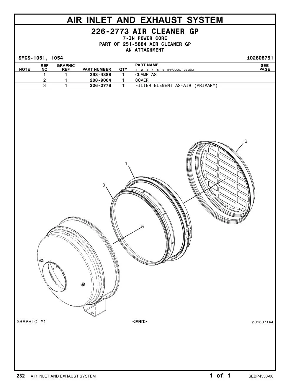 226-2779 FILTER ELEMENT AS-AIR (PRIMARY) CAT parts manual diagram