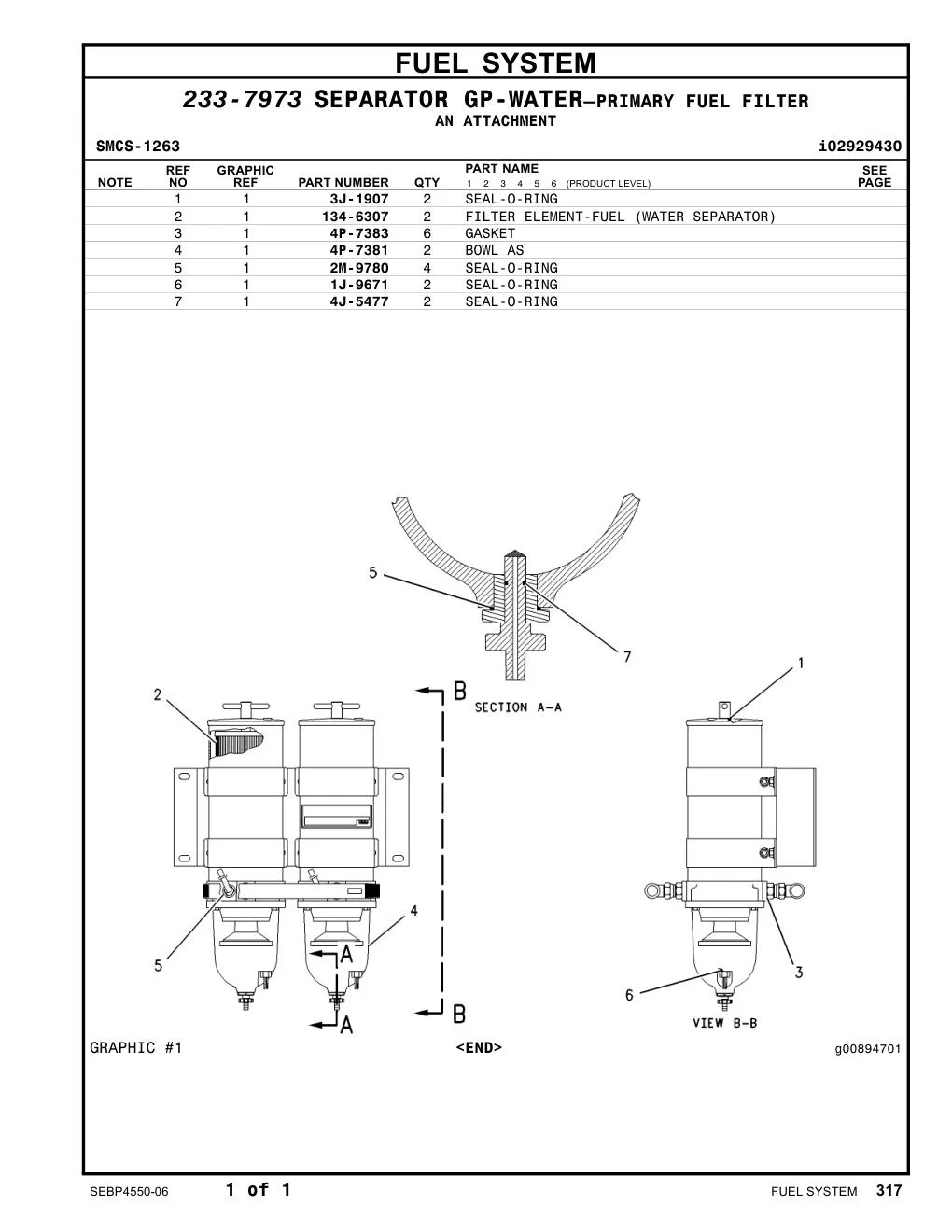 134-6307 - FILTER ELEMENT-FUEL (WATER SEPARATOR)
