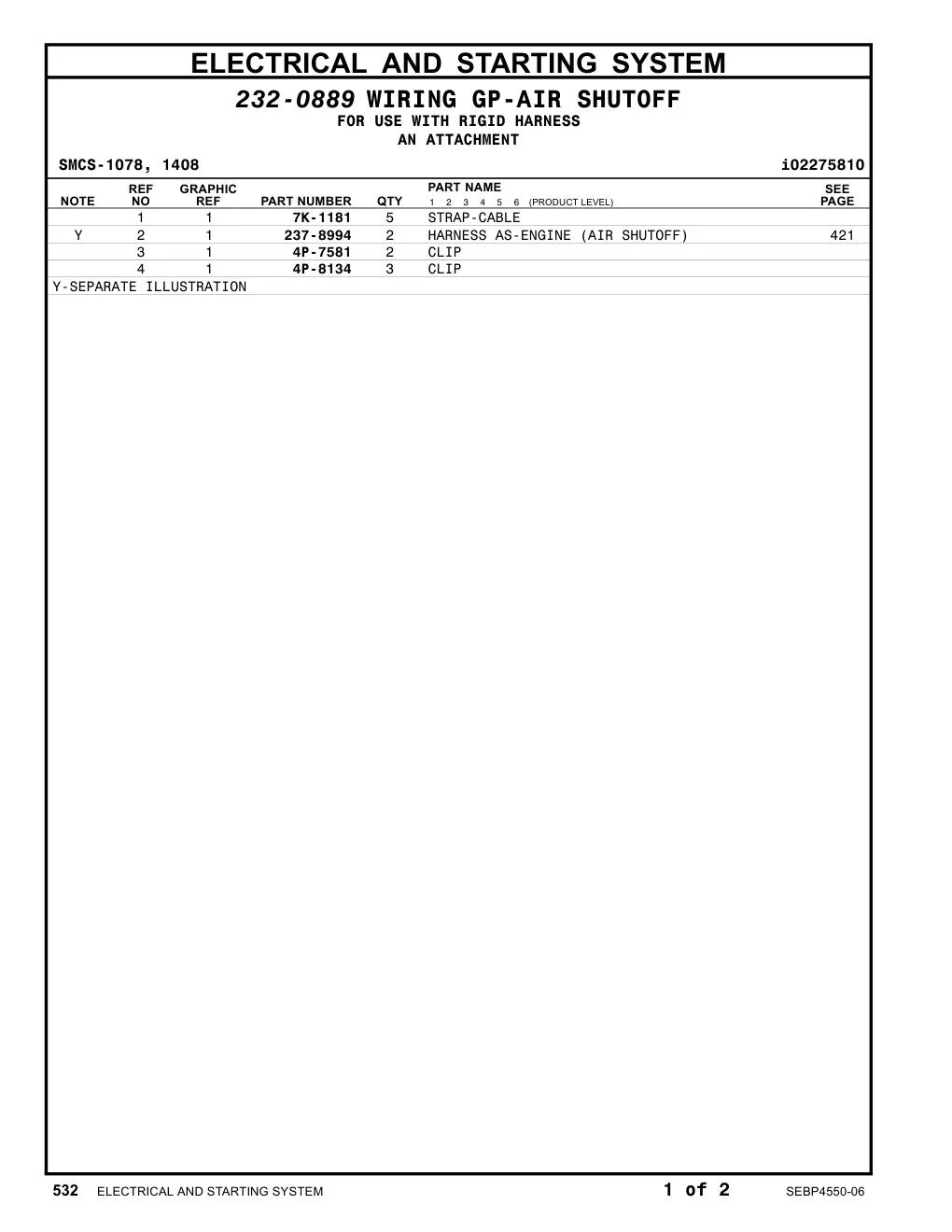237-8994 - HARNESS AS-ENGINE (AIR SHUTOFF)