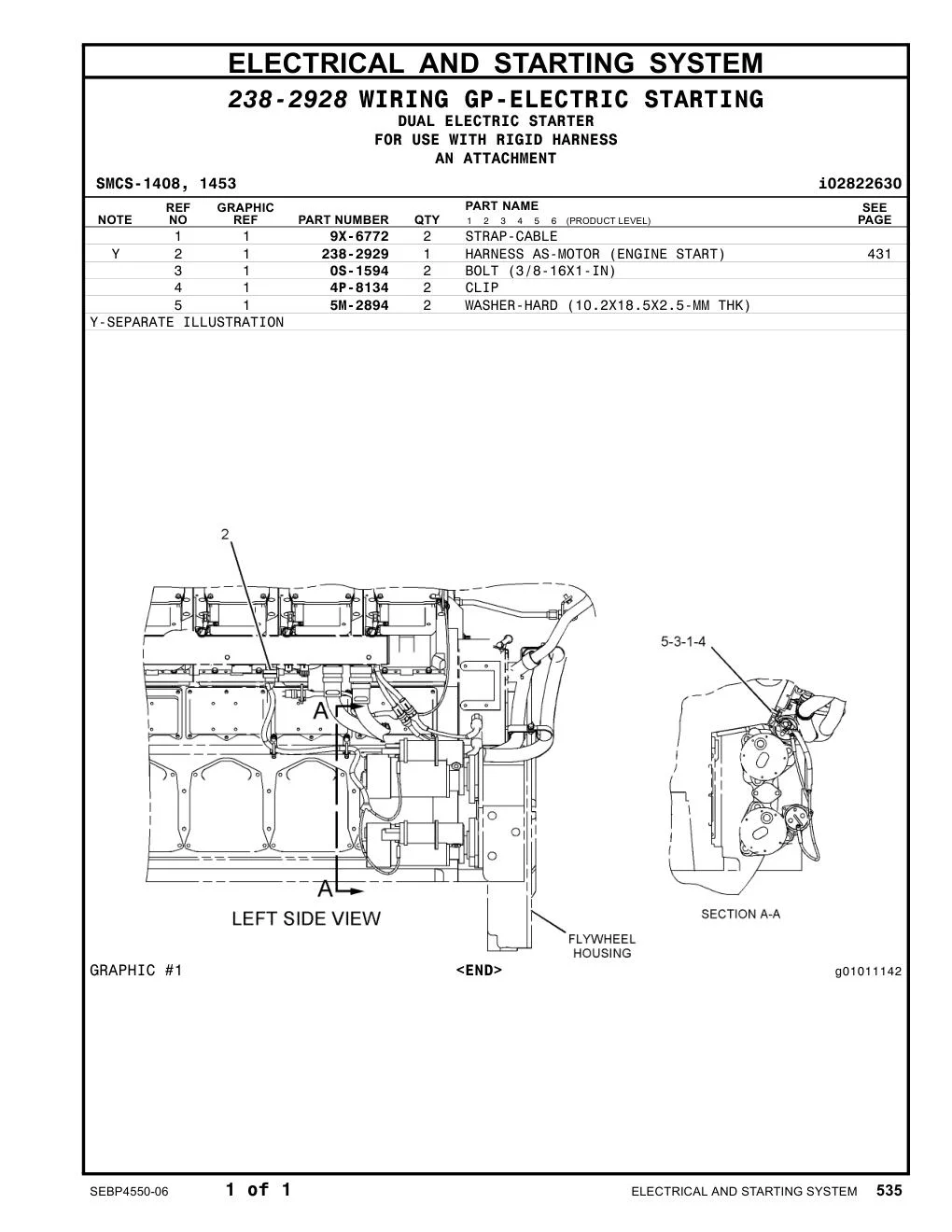 238-2929 - HARNESS AS-MOTOR(ENGINESTART)