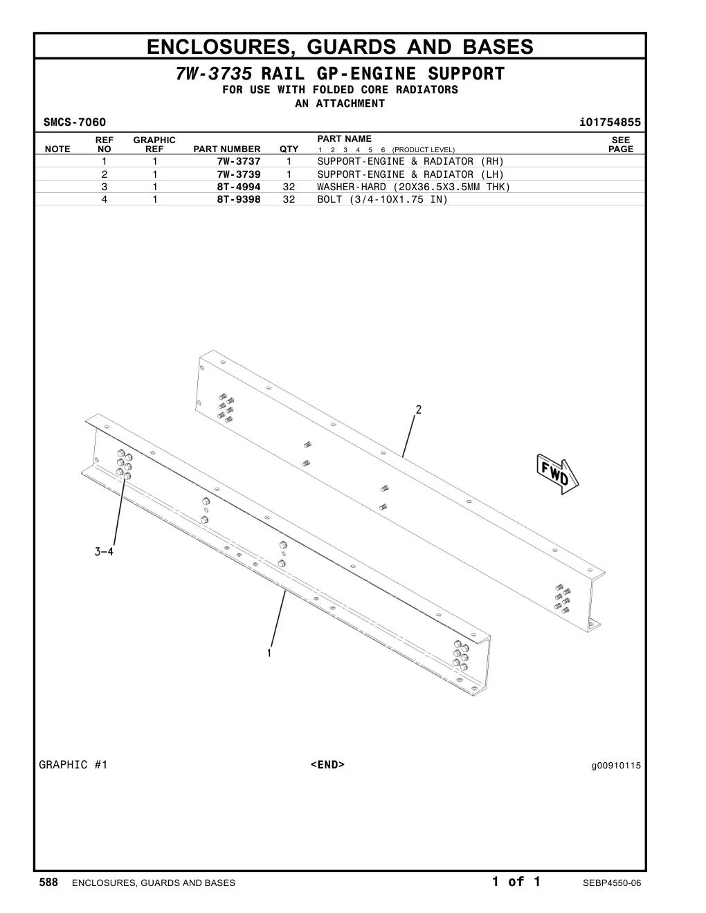7W-3737 - SUPPORT-ENGINE & RADIATOR (RH)