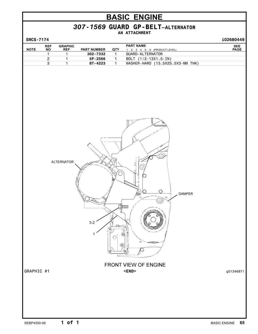 302-7332 GUARD-ALTERNATOR CAT parts manual diagram