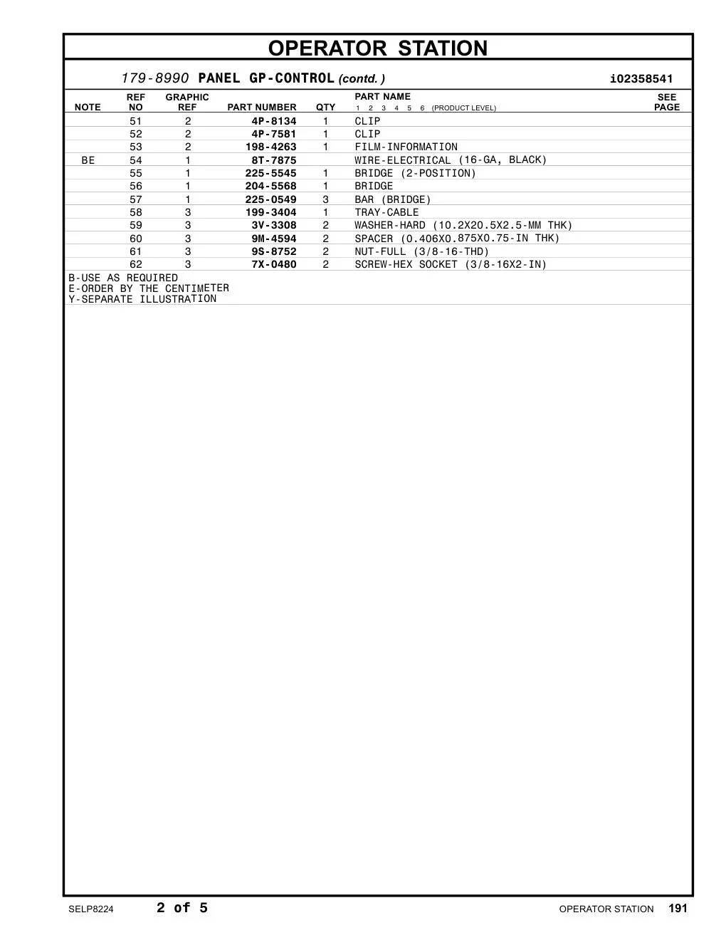199-3404 TRAY-CABLE CAT parts manual diagram