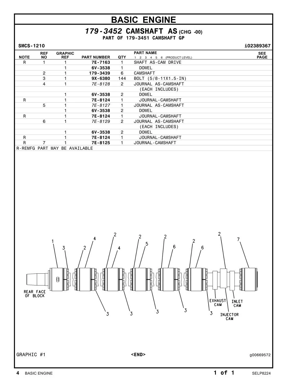 179-3439 CAMSHAFT CAT parts manual diagram