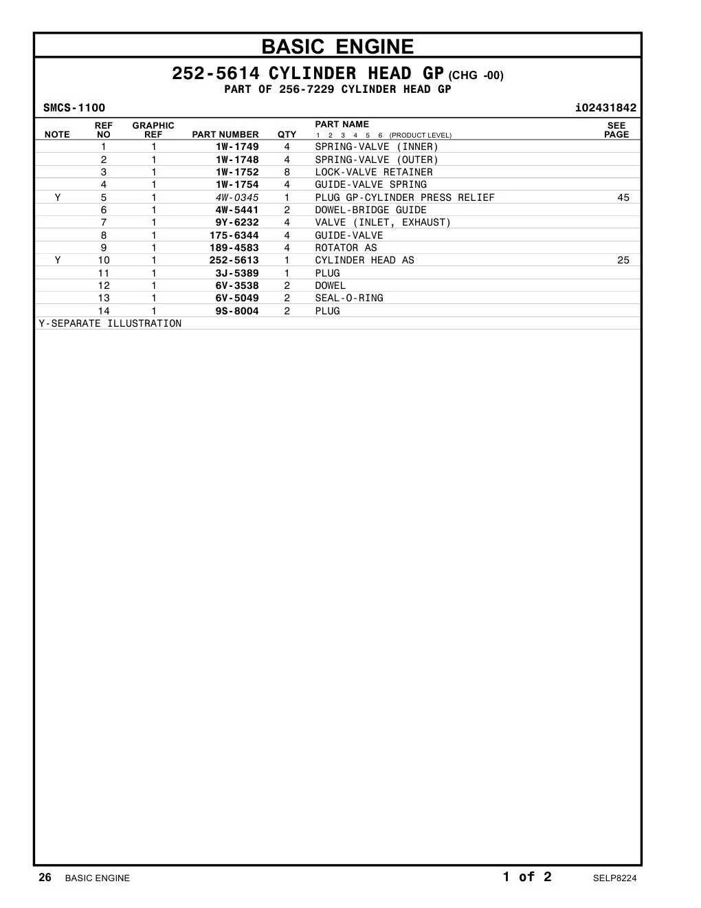 1W-1749 - SPRING-VALVE (INNER)