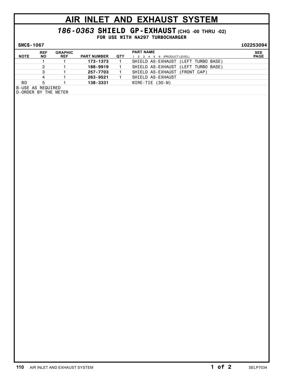 263-9521 SHIELD AS-EXHAUST CAT parts manual diagram