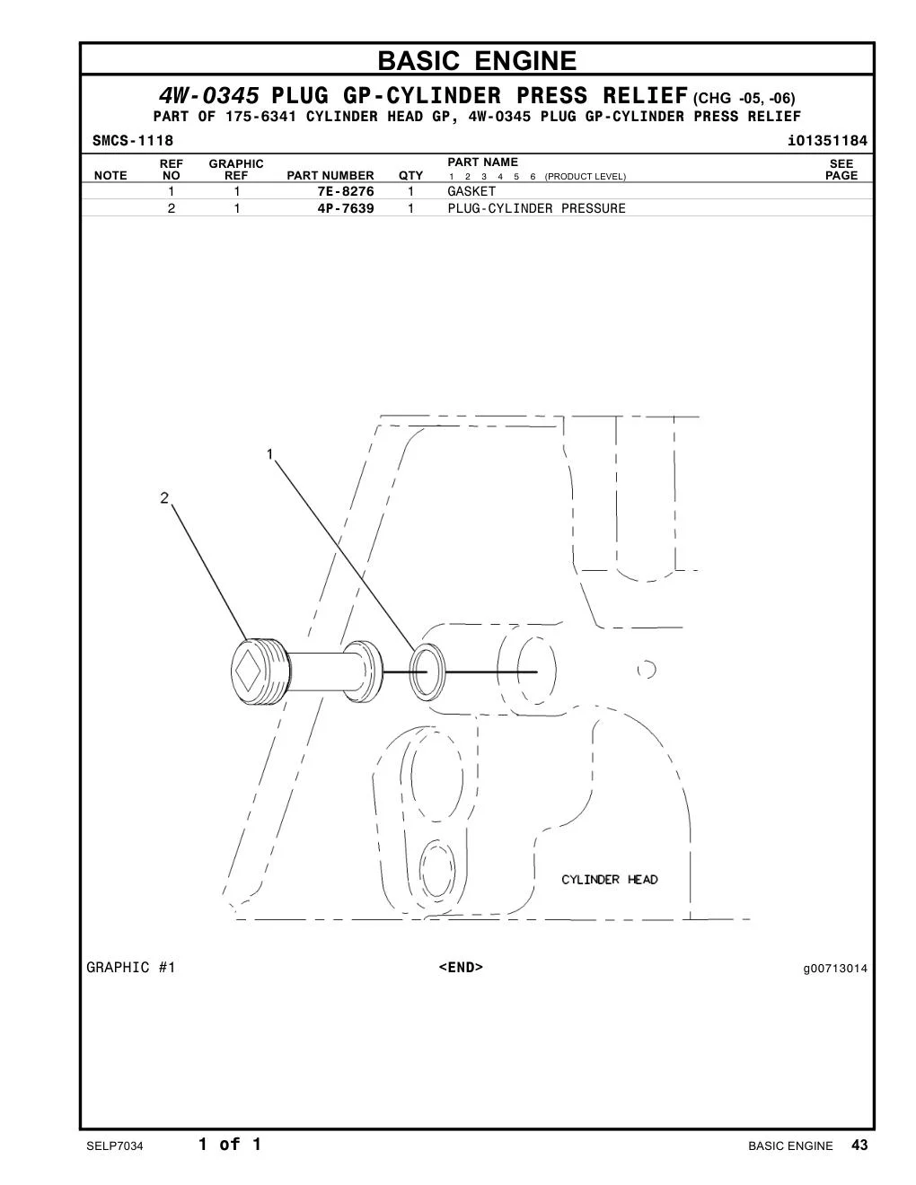 4P-7639 - PLUG-CYLINDER PRESSURE