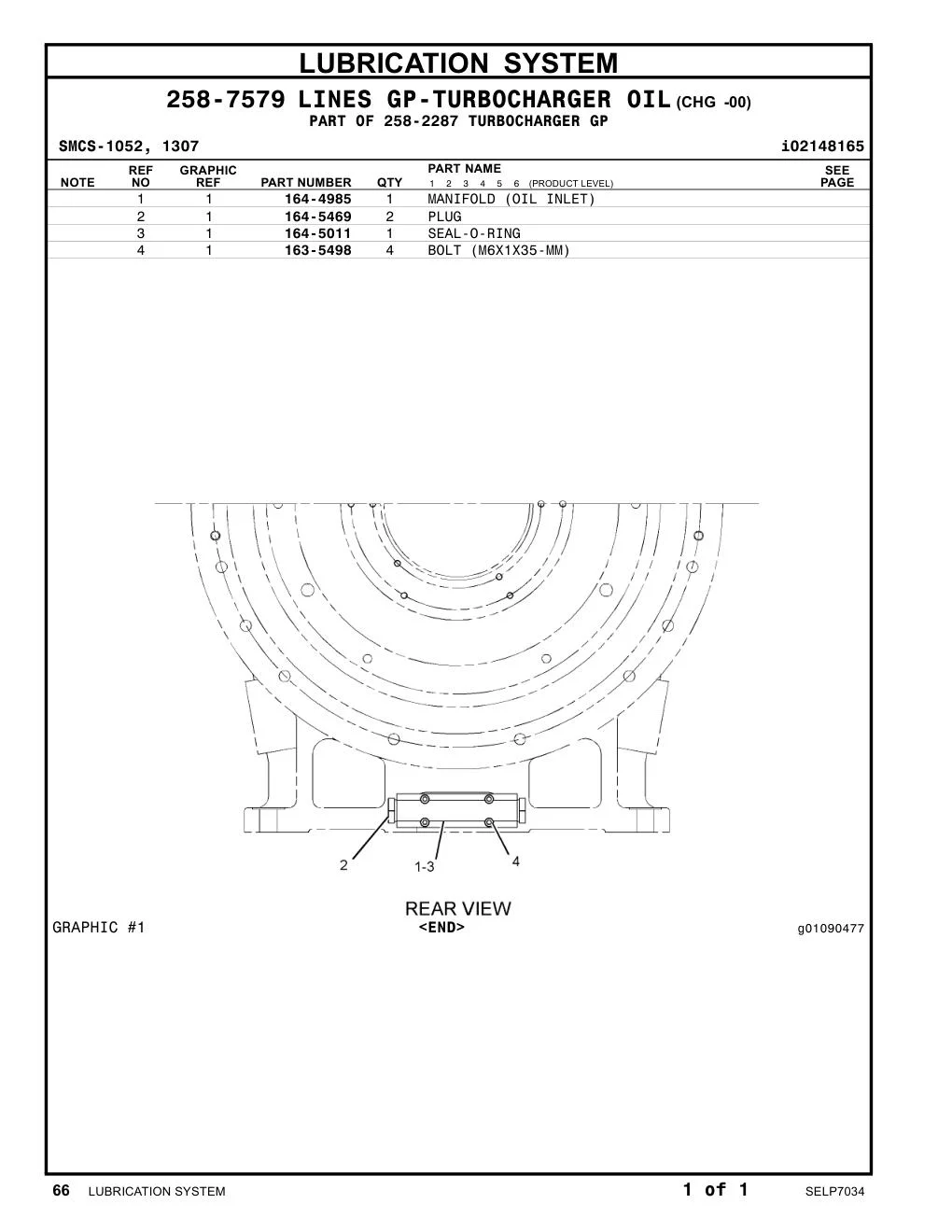 164-4985 MANIFOLD (OIL INLET) CAT parts manual diagram