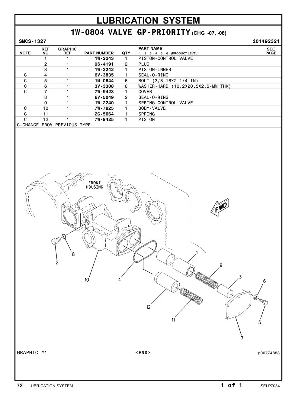 1W-2240 - SPRING-CONTROL VALVE