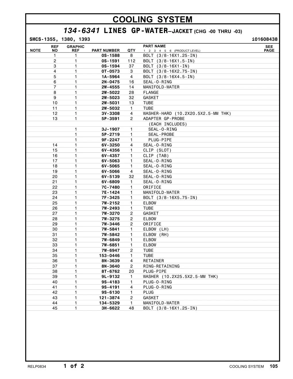 153-0446 TUBE CAT parts manual diagram