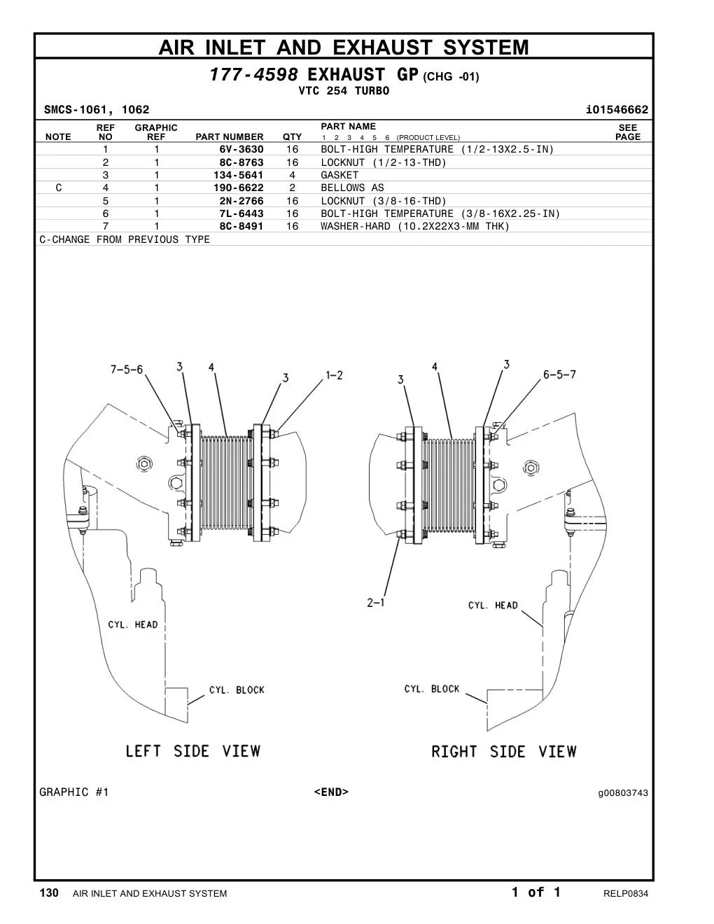 7L-6443 - BOLT-HIGH TEMPERATURE (3/8-16X2.25-IN)