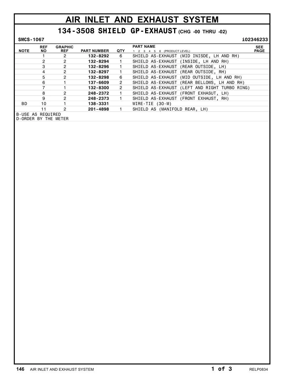 132-8298 - SHIELD AS-EXHAUST (MID INSIDE, LH AND RH)