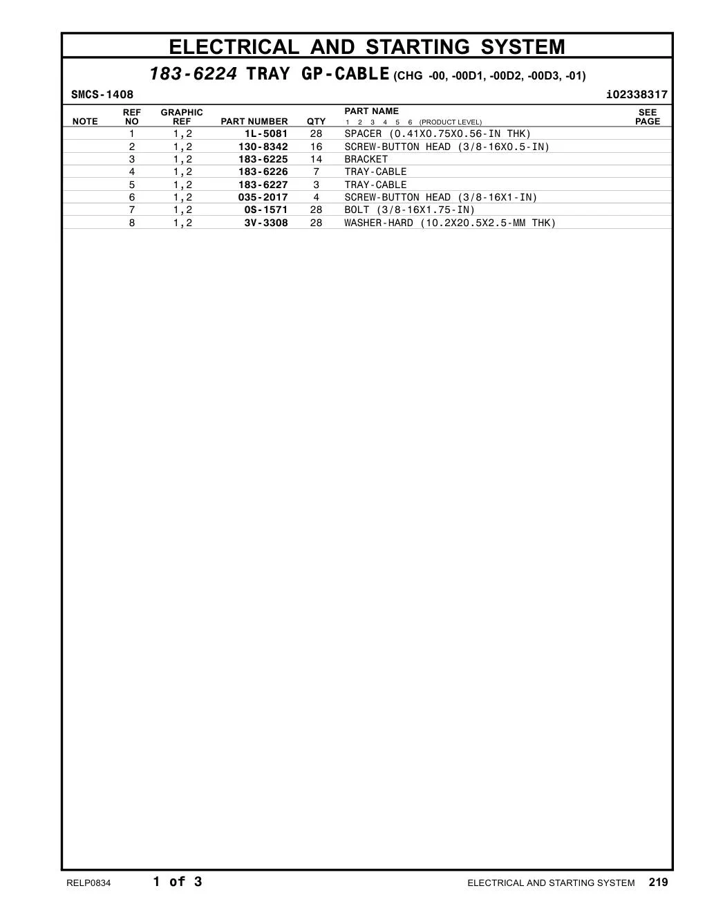 183-6227 - TRAY-CABLE