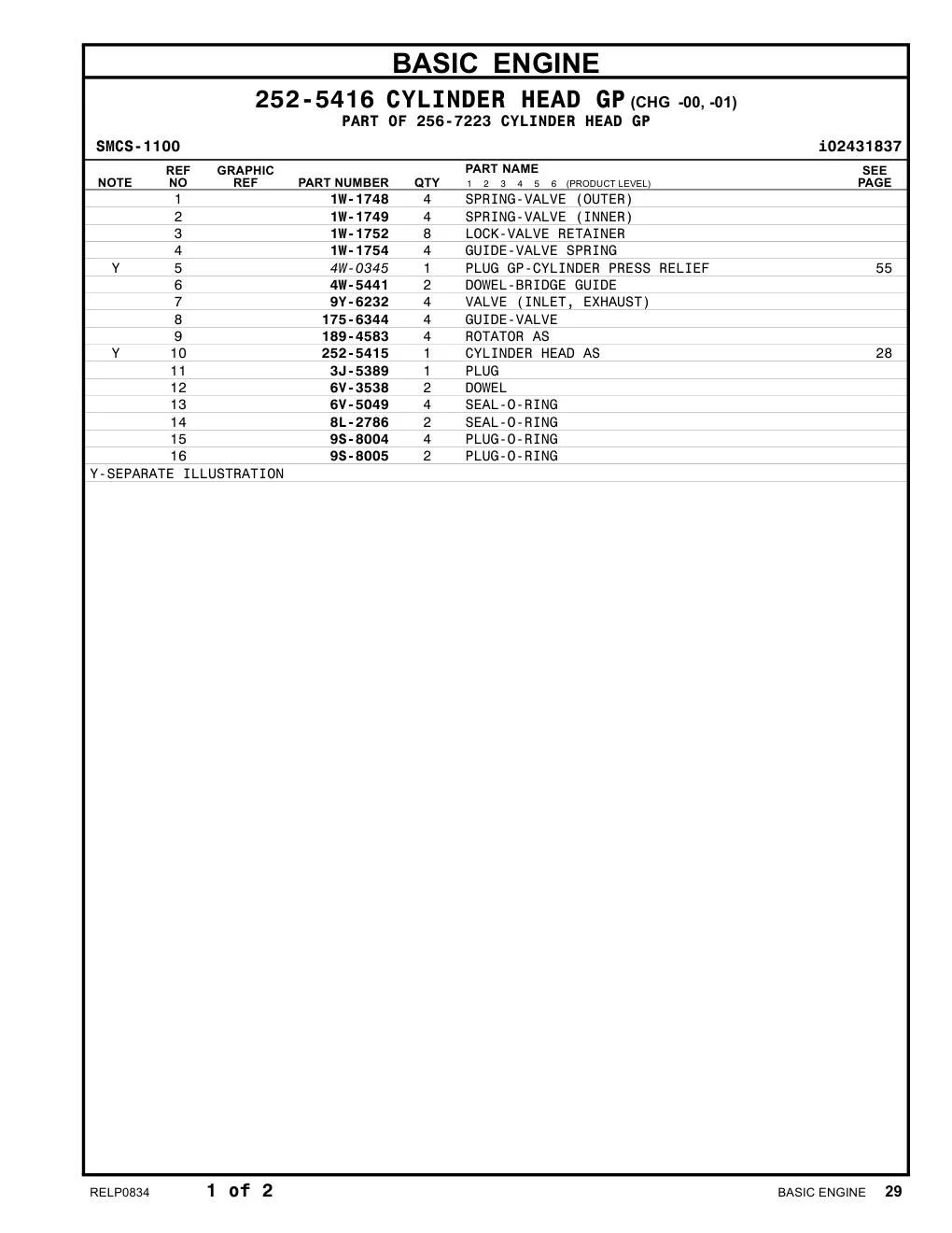 252-5415 CYLINDER HEAD AS CAT parts manual diagram